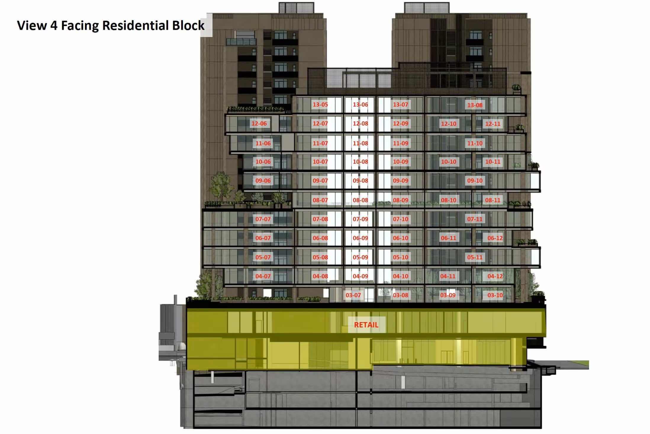 One Sophia View facing Residential Block